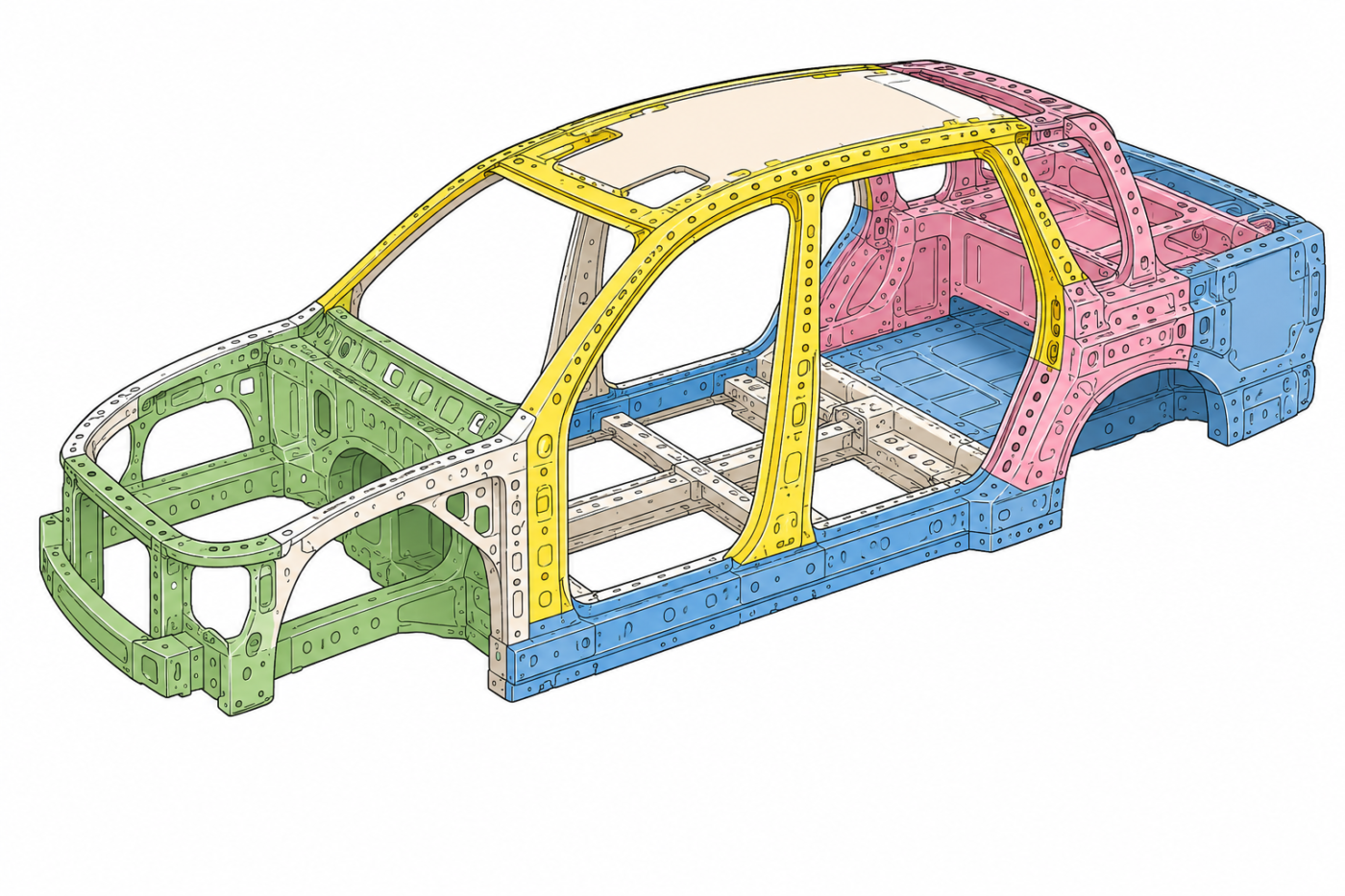 車体の骨格構造の図
